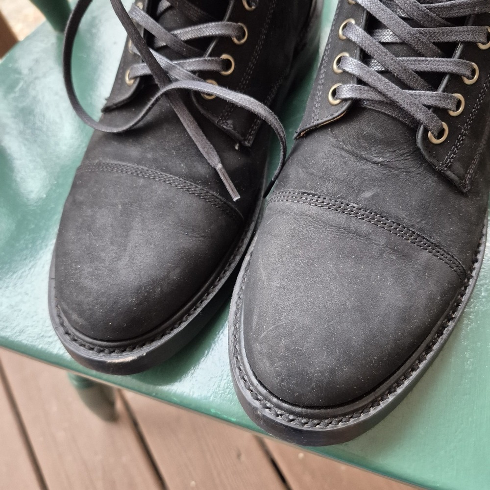 Taylor Stitch Moto Boot Black Waterproof Nubuck Leather Mens 10 Welted Preppy - Picture 4 of 15